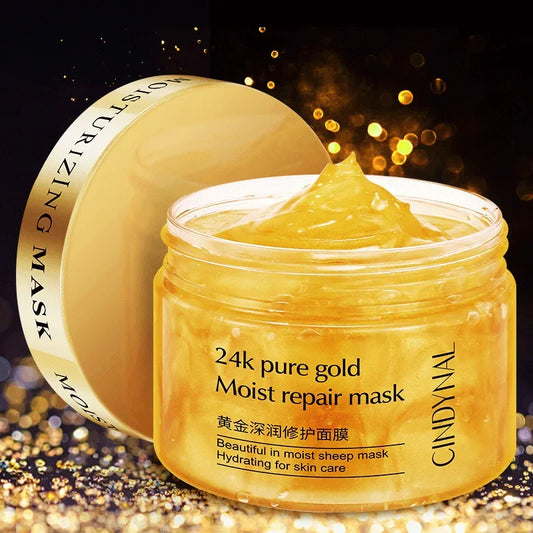 Máscara Noturna Ouro 24K com Ácido Hialurônico – Nutrição, Firmeza e Controle de Oleosidade