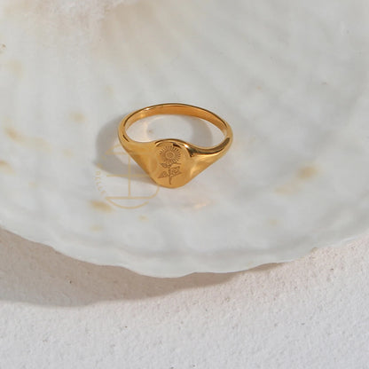 Anel Signet Flora