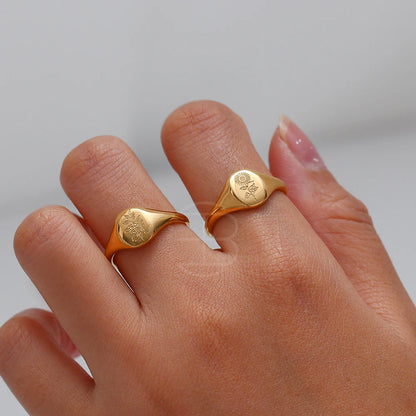 Anel Signet Flora