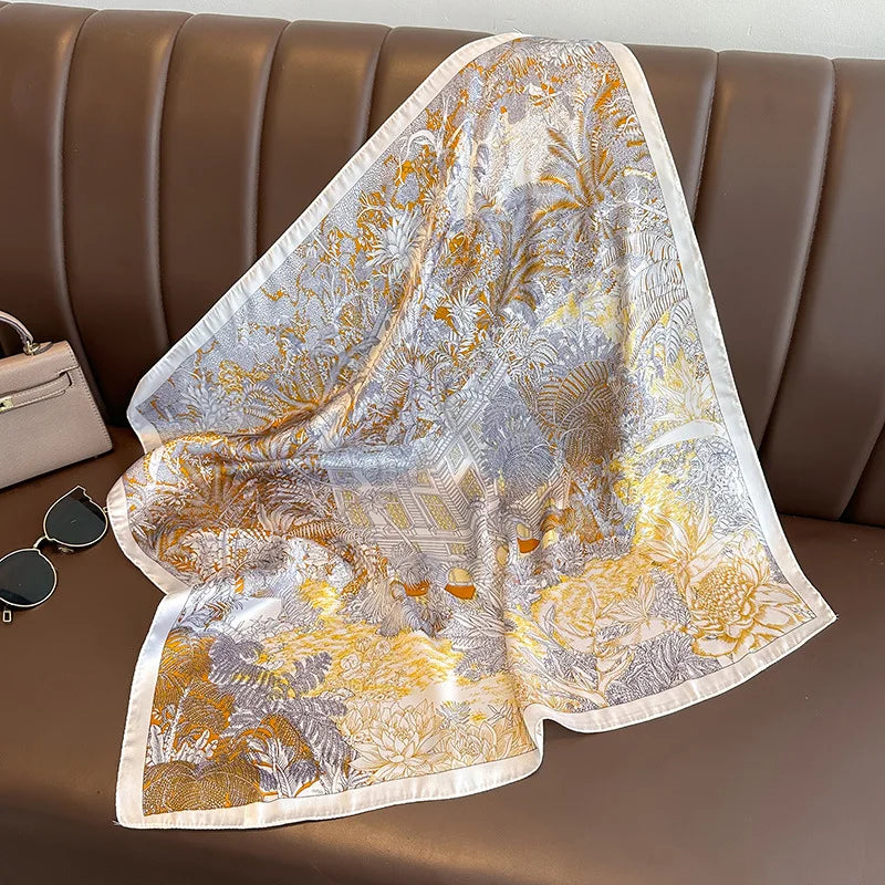 Lenço Floral Silk Touch 70x70