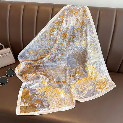 Lenço Floral Silk Touch 70x70