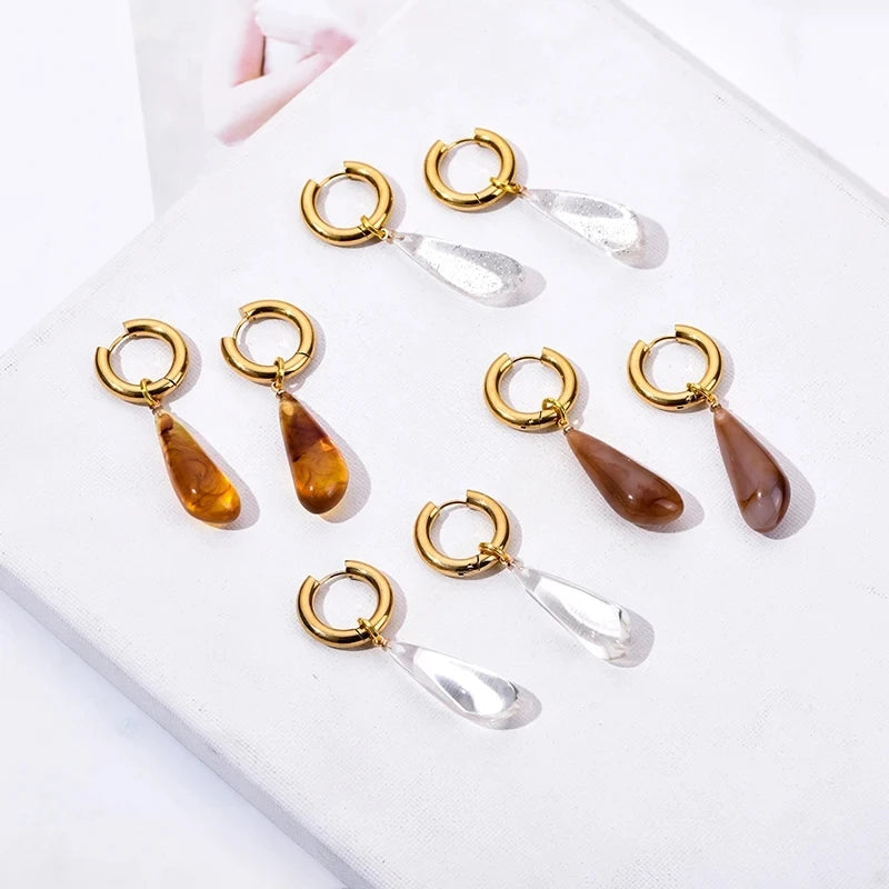 Brincos Drop Amber