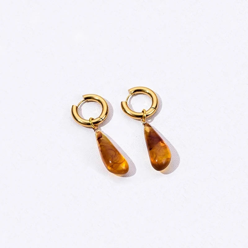 Brincos Drop Amber