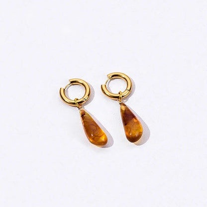 Brincos Drop Amber