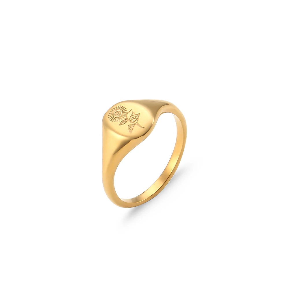 Anel Signet Flora