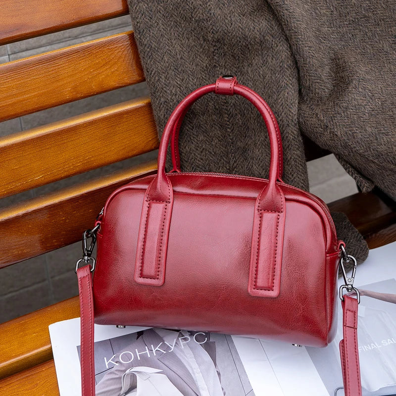 Bolsa Varese — Couro Genuíno de Acabamento Oil Wax