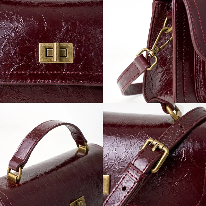 Bolsa Cremona – Couro Genuíno de Grão Integral de Acabamento Glossy