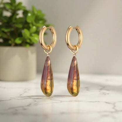 Brincos Drop Amber