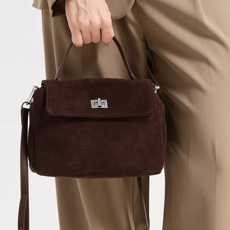 Bolsa Volterra – Couro Camurça Natural