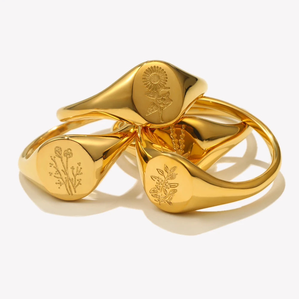 Anel Signet Flora