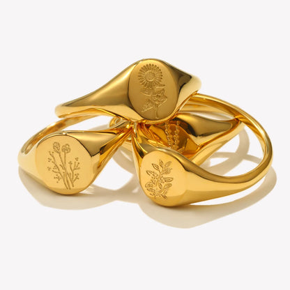 Anel Signet Flora
