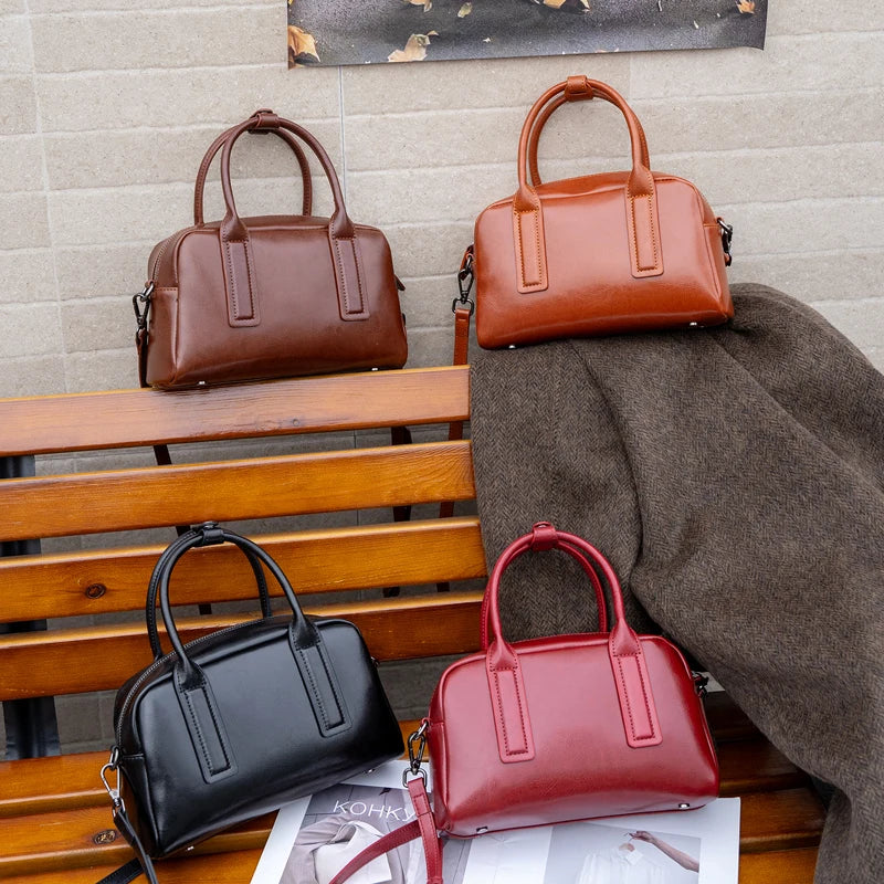 Bolsa Varese — Couro Genuíno de Acabamento Oil Wax
