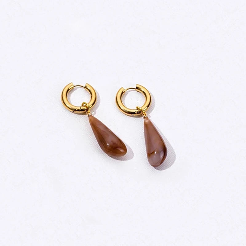 Brincos Drop Amber