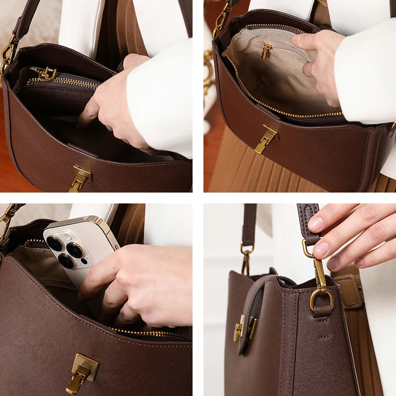 Bolsa Luna – Couro Genuíno de Acabamento Frosted
