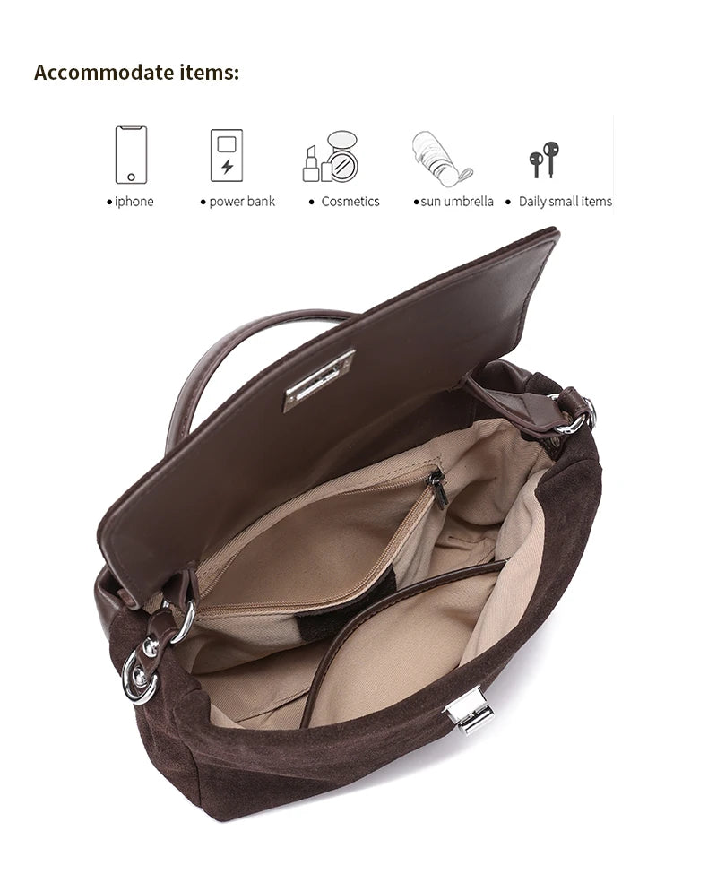 Bolsa Volterra – Couro Camurça Natural